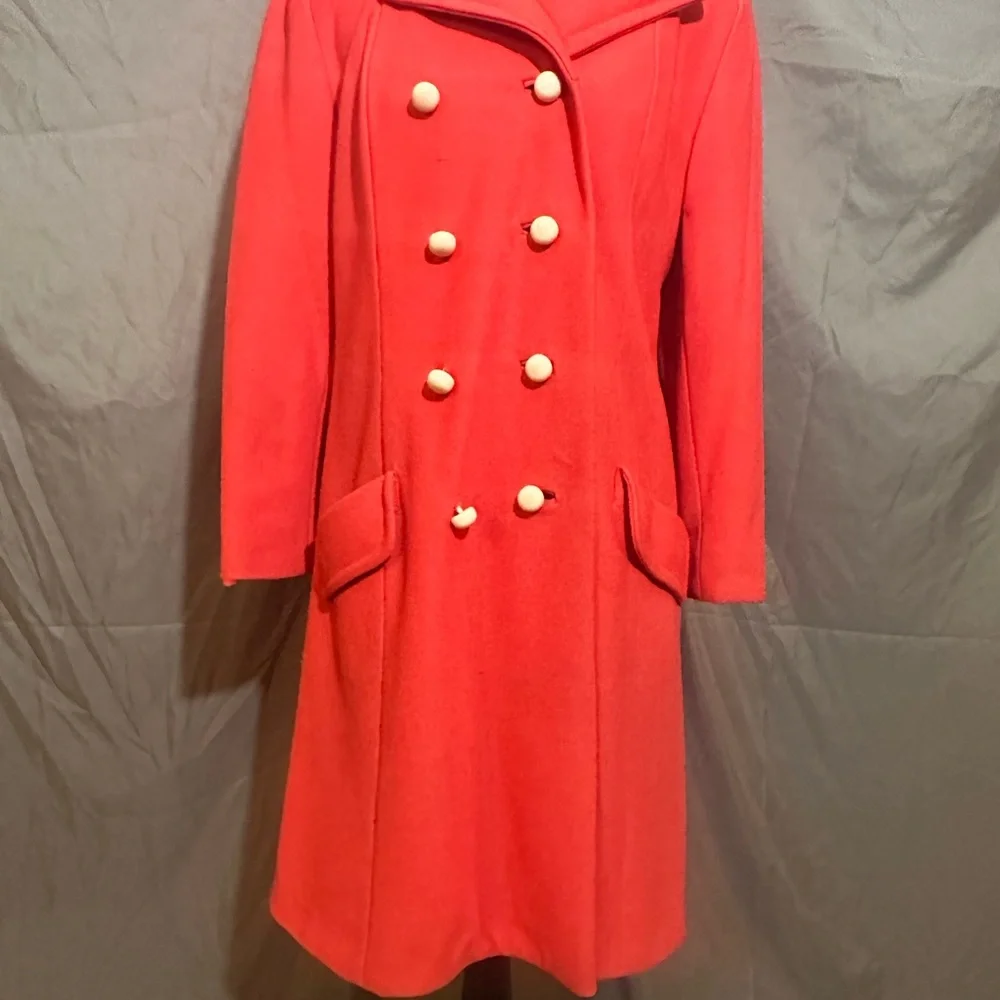 Vintage 60/70s Pink Women Peacoat Union Made Double Breasted 2 Pocket - Classy!! - Picture 5 of 5